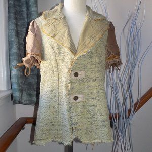 CESAR ARELLANES Multi Fabric Neutral Colored Tweed Jacket Women's Size Medium
